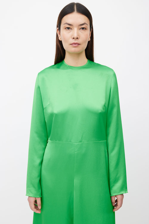 MSGM Green Long Sleeve Backless Dress