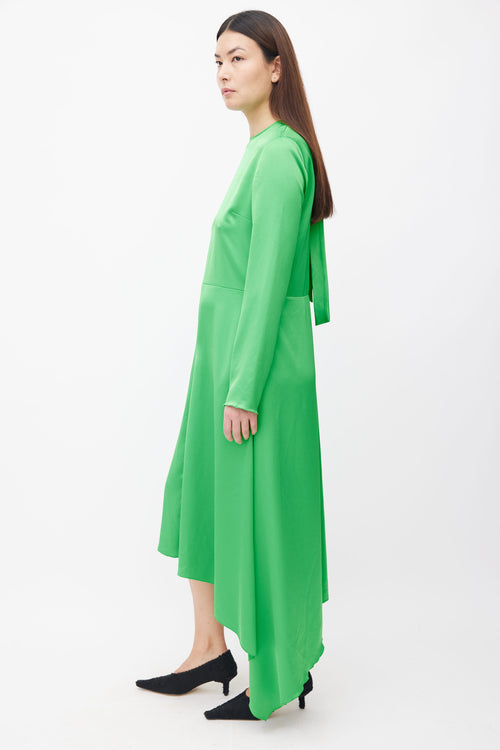 MSGM Green Long Sleeve Backless Dress