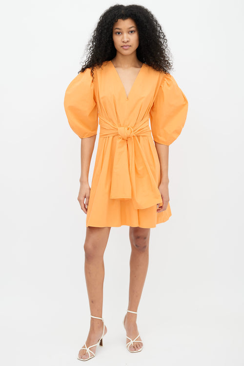 MSGM Orange Cotton Open Back Dress