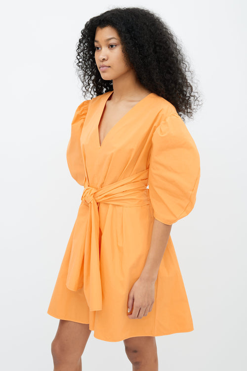 MSGM Orange Cotton Open Back Dress