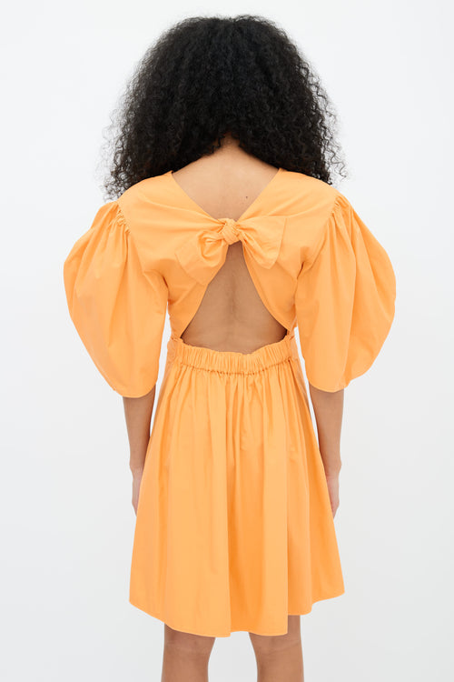 MSGM Orange Cotton Open Back Dress