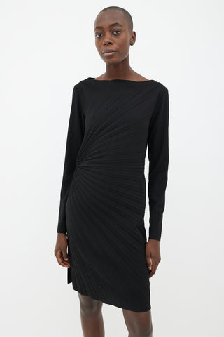 Maison Margiela 2011 Black Pleated Belted Midi Dress