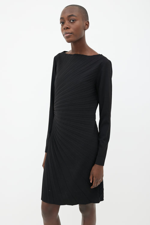 Maison Margiela 2011 Black Pleated Belted Midi Dress