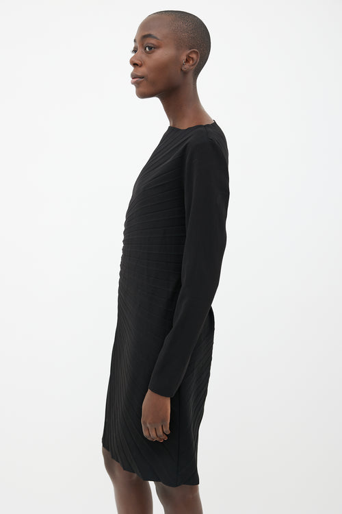 Maison Margiela 2011 Black Pleated Belted Midi Dress