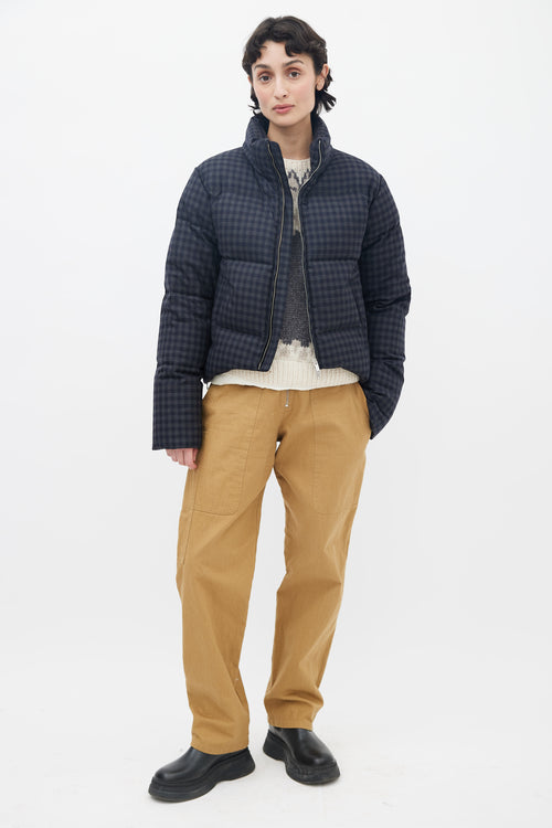 Maison Margiela Black 
Grey Plaid Down  Jacket