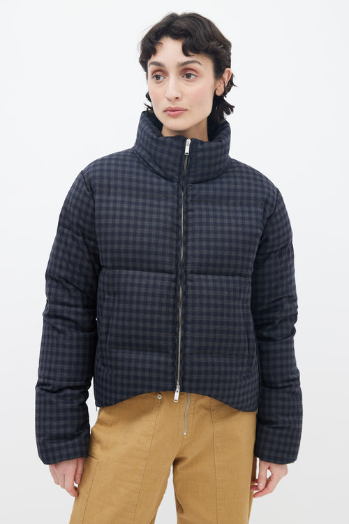 Maison Margiela Black 
Grey Plaid Down  Jacket