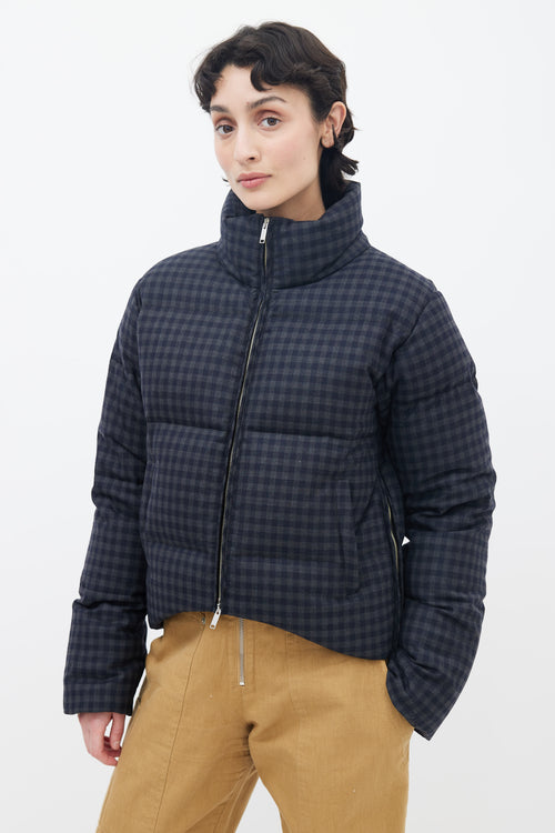 Maison Margiela Black 
Grey Plaid Down  Jacket