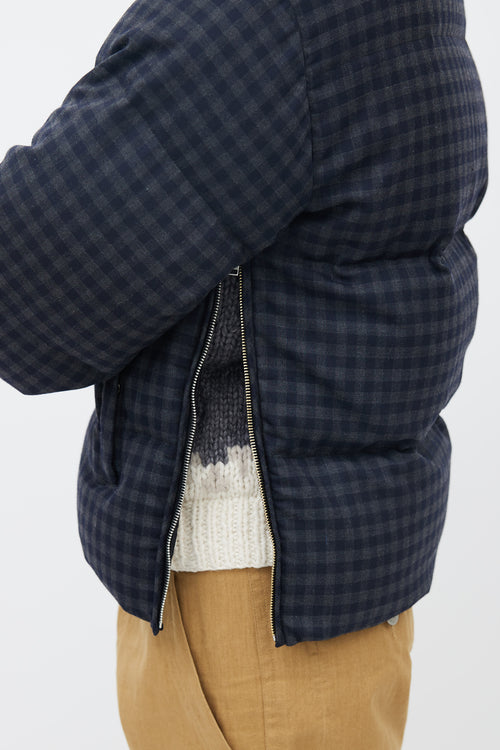 Maison Margiela Black 
Grey Plaid Down  Jacket