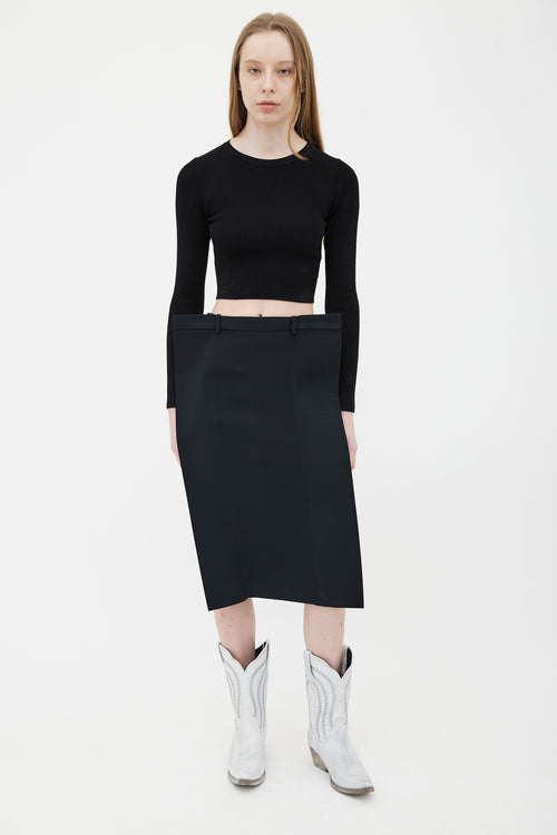 Maison Margiela SS11 Black Structural Panel Midi Skirt