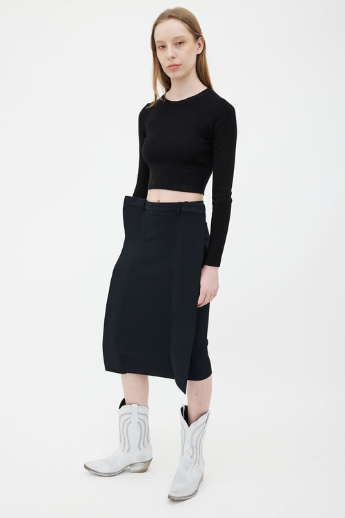 Maison Margiela SS11 Black Structural Panel Midi Skirt