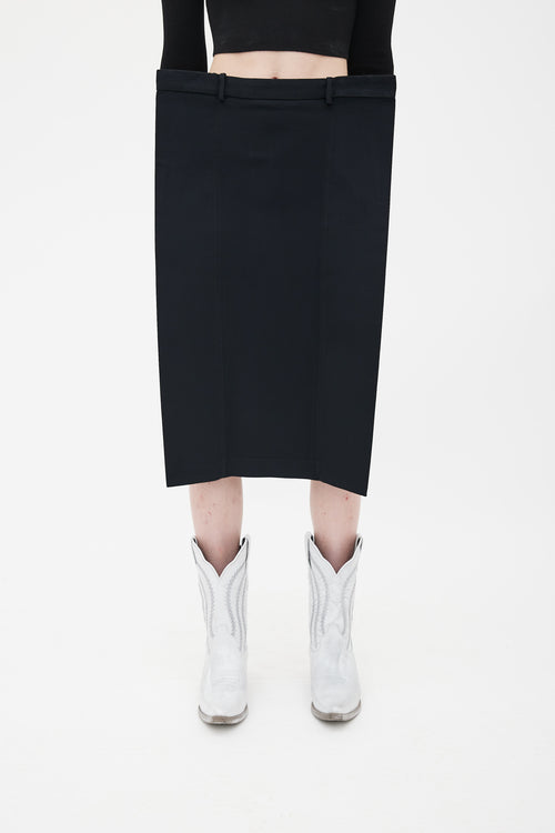 Maison Margiela SS11 Black Structural Panel Midi Skirt