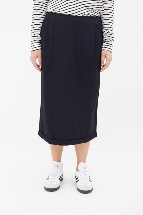 Maison Margiela SS20 Navy Raw Hem Skirt