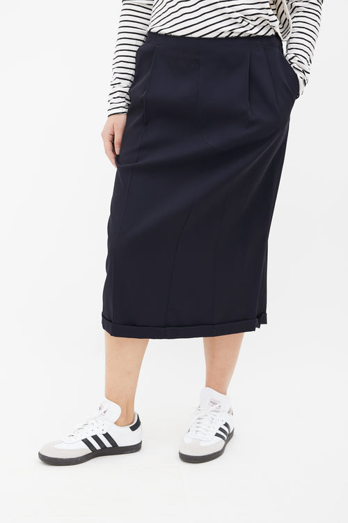 Maison Margiela SS20 Navy Raw Hem Skirt