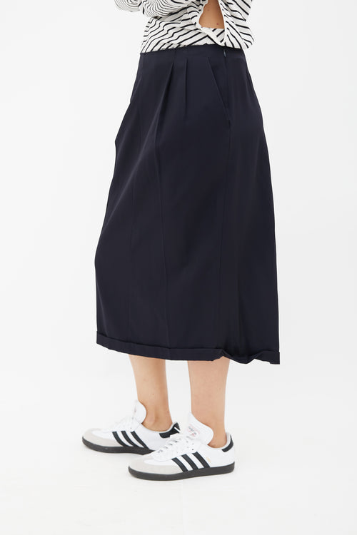 Maison Margiela SS20 Navy Raw Hem Skirt