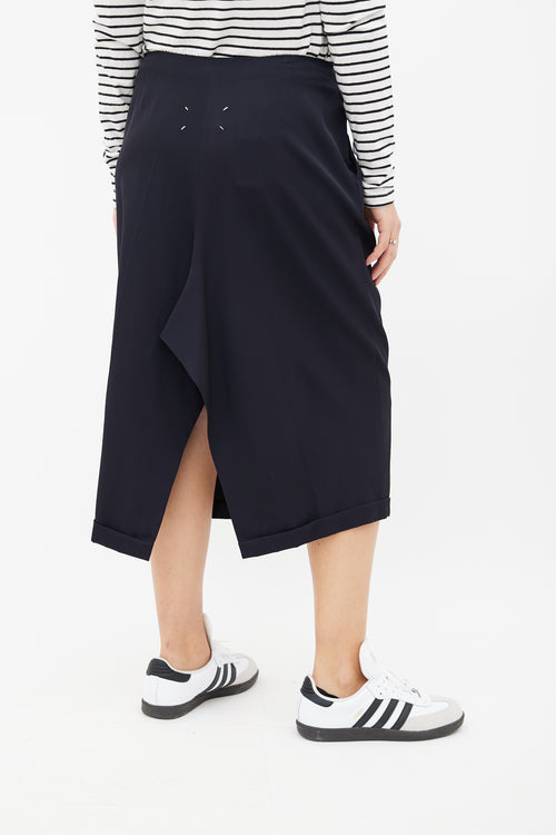 Maison Margiela SS20 Navy Raw Hem Skirt