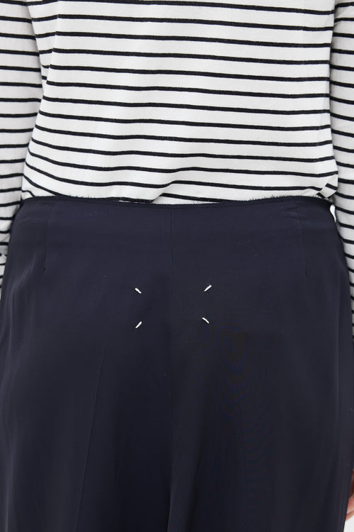 Maison Margiela SS20 Navy Raw Hem Skirt