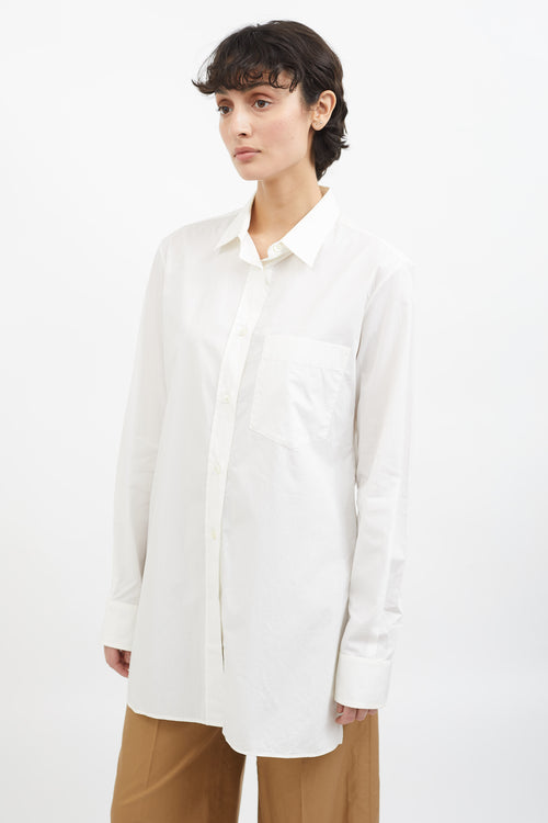 Maison Margiela White Cotton Side Slit Shirt