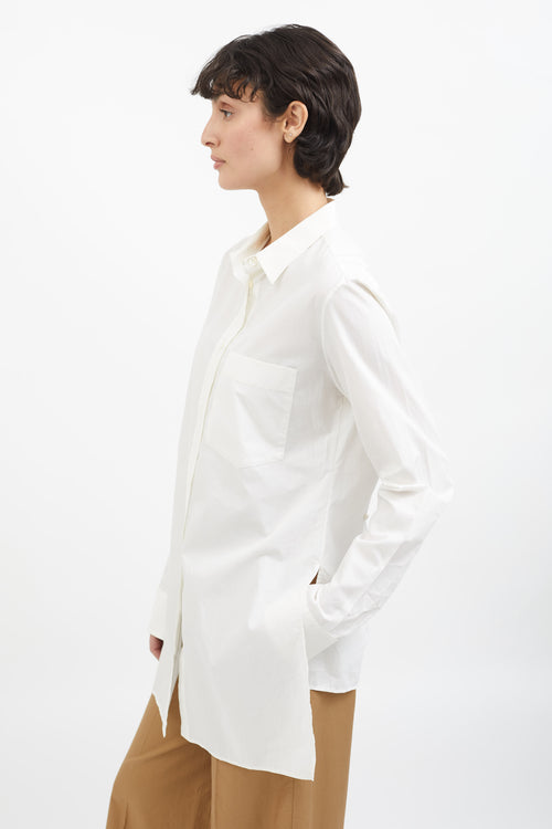 Maison Margiela White Cotton Side Slit Shirt