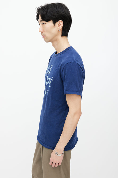 Maison Kitsuné Navy Letter Print Short Sleeves T-Shirt