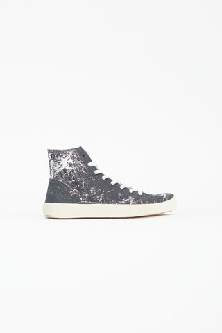 Maison Margiela Black 
Silver Painted Canvas Tabi Sneaker