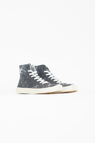 Maison Margiela Black 
Silver Painted Canvas Tabi Sneaker