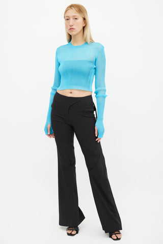 Maison Margiela Blue Sparkle Sheer Ribbed Top