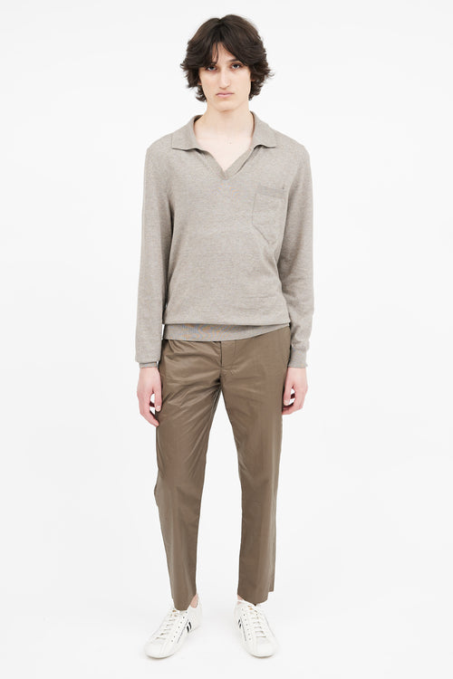 Maison Margiela Brown Wool Blend Polo Sweater