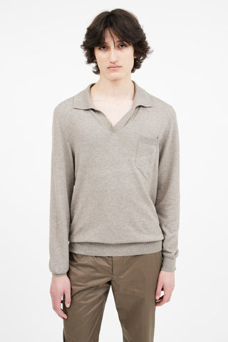 Maison Margiela Brown Wool Blend Polo Sweater