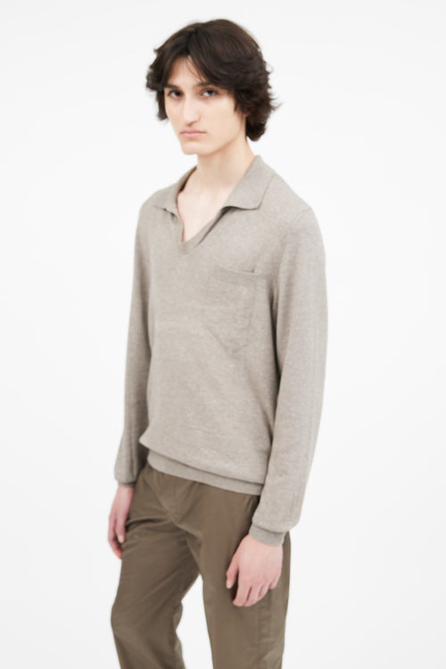 Maison Margiela Brown Wool Blend Polo Sweater