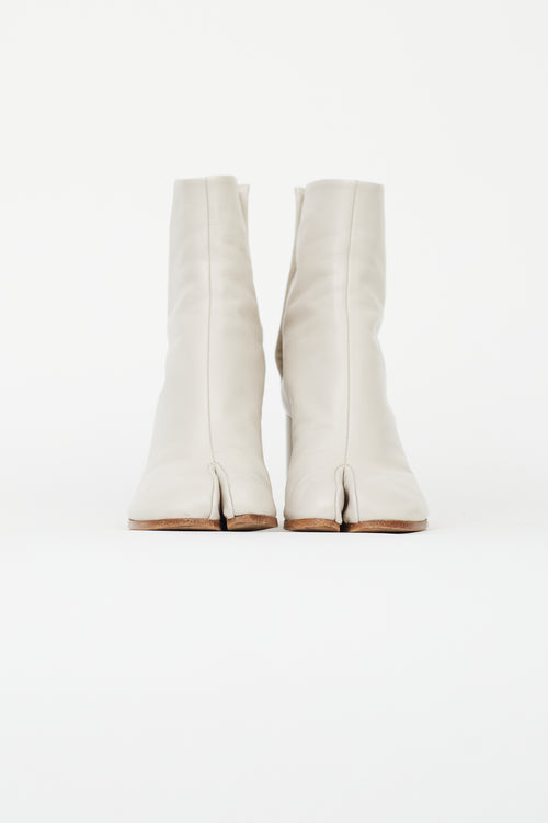 Maison Margiela Cream Leather Tabi Heel Boot