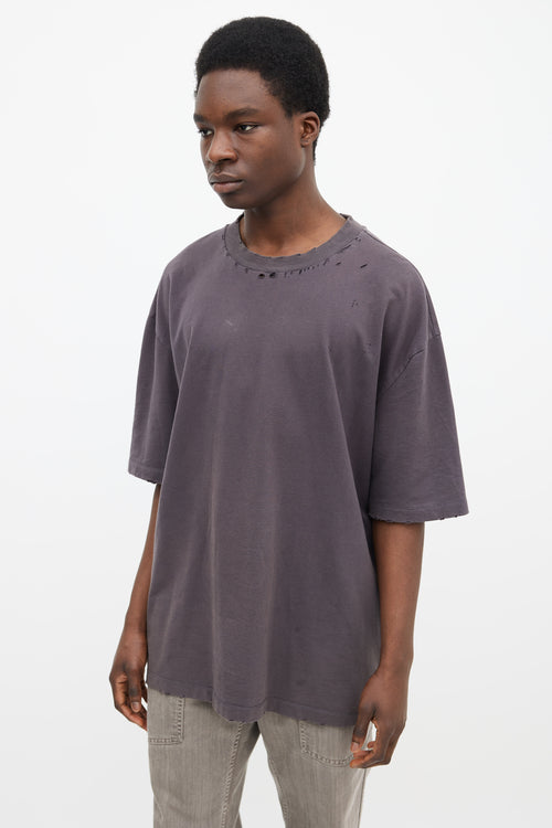 Maison Margiela Dark Grey Cotton Distressed T-Shirt