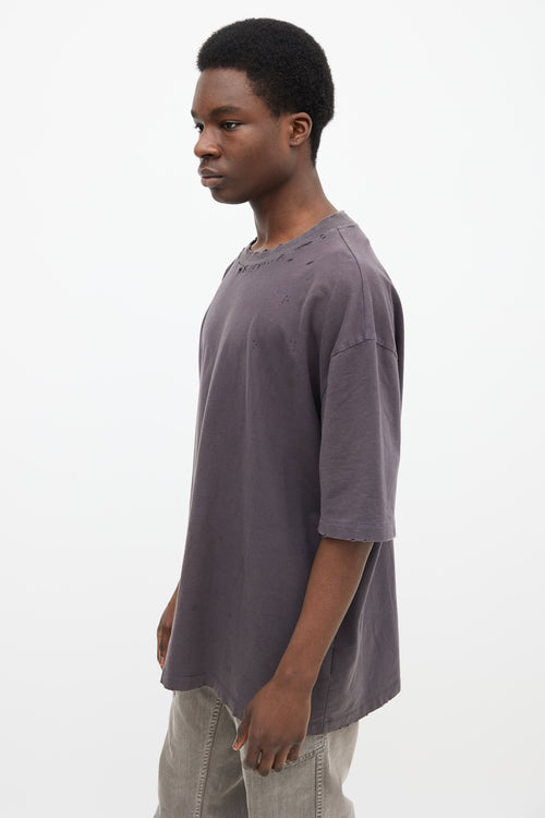 Maison Margiela Dark Grey Cotton Distressed T-Shirt