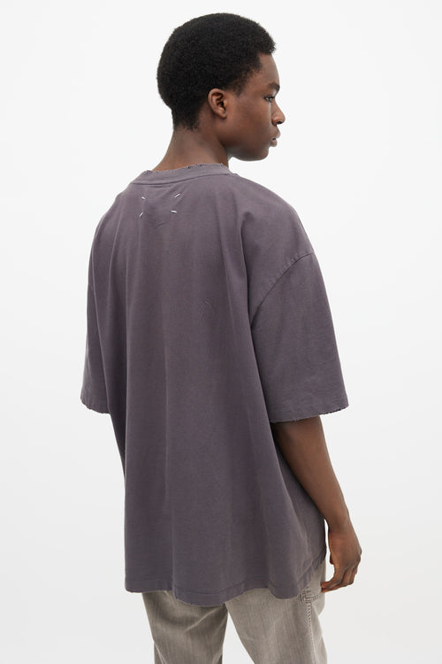 Maison Margiela Dark Grey Cotton Distressed T-Shirt