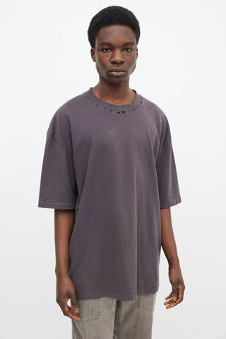 Maison Margiela Dark Grey Cotton Distressed T-Shirt