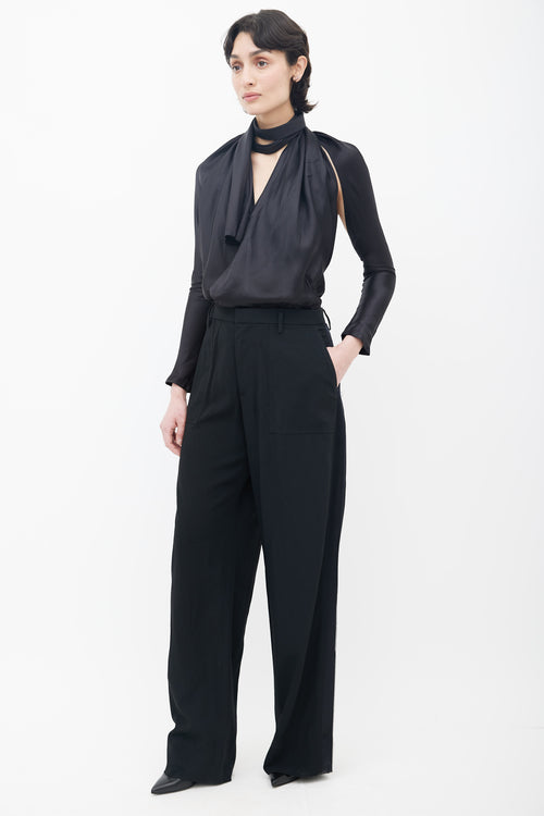 Maison Margiela Spring 2016 Black Tie Halter Neck Jumpsuit