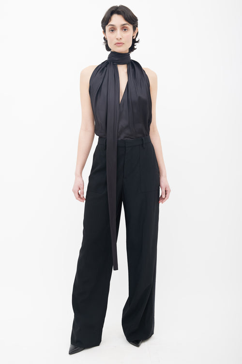 Maison Margiela Spring 2016 Black Tie Halter Neck Jumpsuit