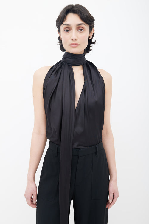 Maison Margiela Spring 2016 Black Tie Halter Neck Jumpsuit