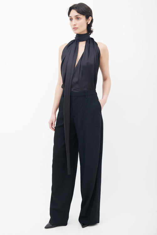 Maison Margiela Spring 2016 Black Tie Halter Neck Jumpsuit