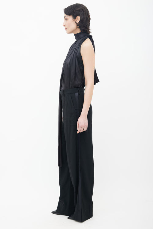 Maison Margiela Spring 2016 Black Tie Halter Neck Jumpsuit