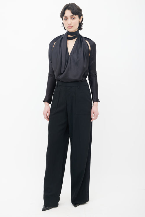 Maison Margiela Spring 2016 Black Tie Halter Neck Jumpsuit