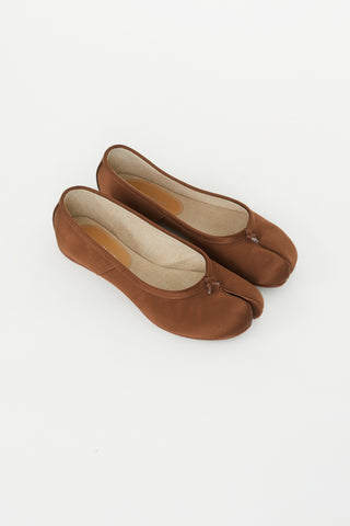 Maison Margiela Brown Satin Tabi Ballet Flat