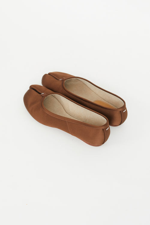 Maison Margiela Brown Satin Tabi Ballet Flat