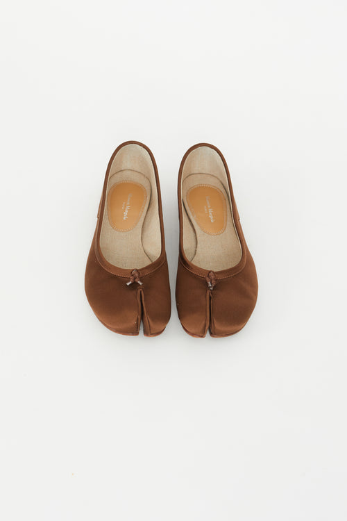 Maison Margiela Brown Satin Tabi Ballet Flat