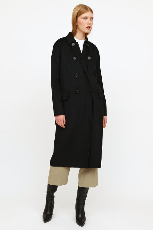 Maje Black Belted Wool Blend Coat