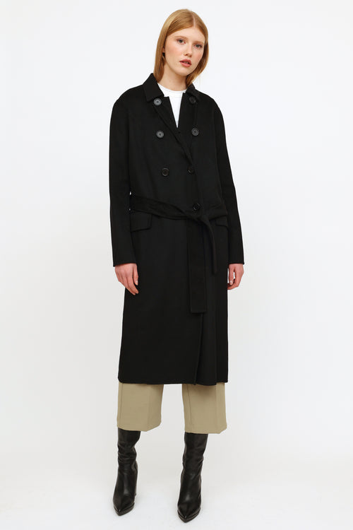 Maje Black Belted Wool Blend Coat