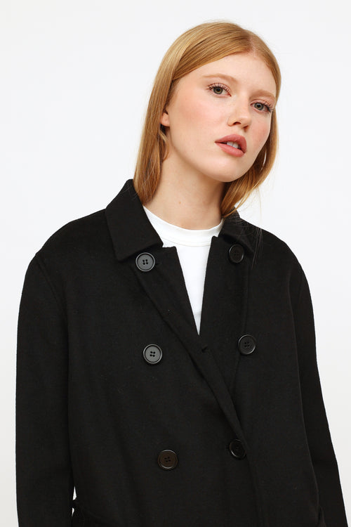 Maje Black Belted Wool Blend Coat