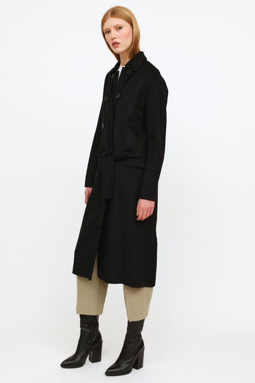 Maje Black Belted Wool Blend Coat