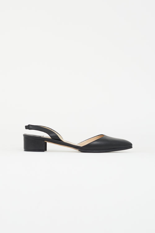 Manolo Blahnik Black Leather Aspro Slingback Heel