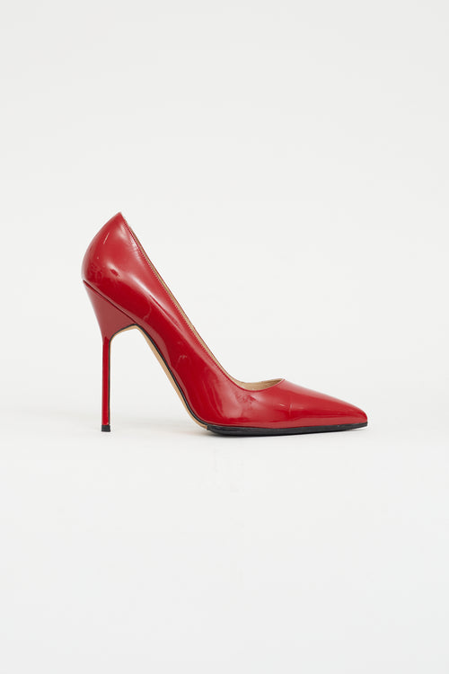 Manolo Blahnik Red Patent Pointed Toe Pump