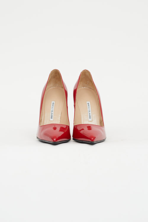 Manolo Blahnik Red Patent Pointed Toe Pump